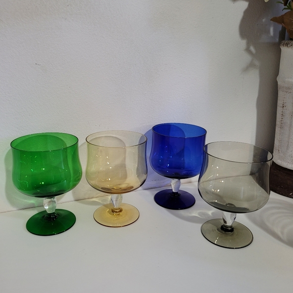 Vintage Bohemian set of 4, Shrimp Cocktail Glasses with Insert - Picture 6 of 9